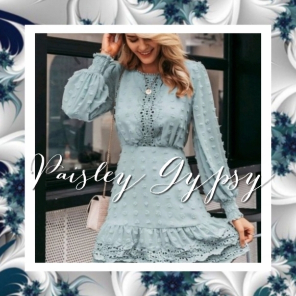 ROMANTIC BABY BLUE LACE SIMPLEE PREMIUM QUALITY BRANDED DRESS - Picture 5 of 15